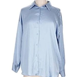 Zara Women Blue long sleeve shirt/blouse Size S